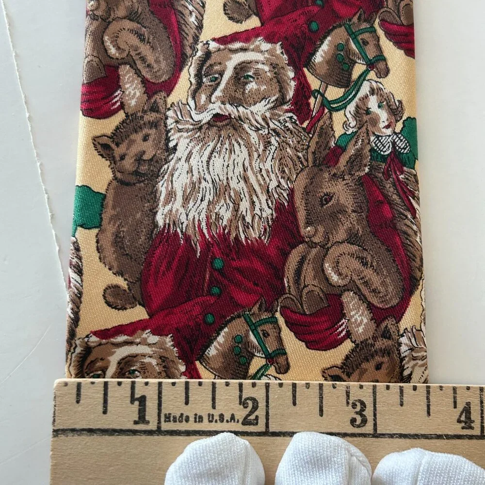 Robert Talbott Nordstrom Mens Hand Sewn Silk Neck Tie Santa Christmas USA Long